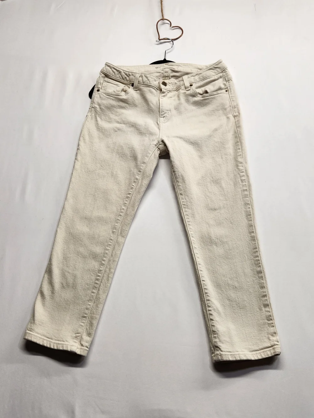 ⭐️Michael Kors Ecru Cream Straight Leg Crop Jeans Size 8 Comfort Stretch